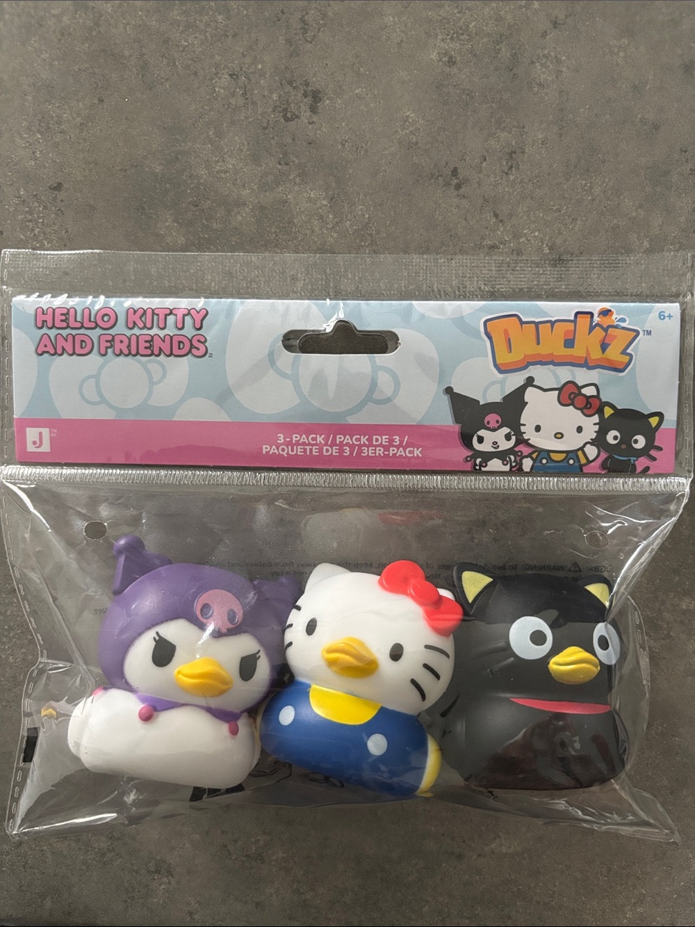 Hello Kitty Duckz 3-Pack Kids Rubber Duck Set - White, Purple, Black